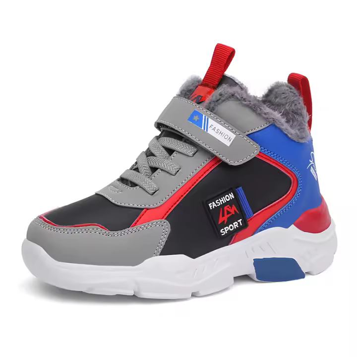 Zapatos para correr al aire libre para niños, zapatillas de deporte cálidas de invierno para niños, zapatos deportivos informales de cuero impermeables, zapatillas antideslizantes para nieve - 1