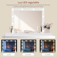 Espejo y Luz LED, Mesa Con 7 Cajones Almacenamiento y Enchufes USB-A y USB-C, Blanco - details 2