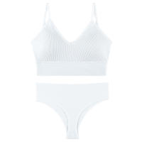 Sujetador deportivo de color sólido para mujer, ropa interior para gimnasio, yoga, entrenamiento atlético, suave, acolchado, 2 piezas - details 12