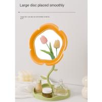 Bonito espejo de tocador con forma de girasol, espejo de maquillaje de escritorio desmontable clásico, espejo de mesa de flores con rotación de 360 ​​grados para dormitorio - details 11