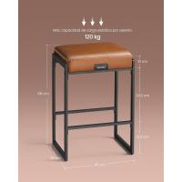 Taburetes de Bar, Taburetes de Cocina, Cuero Sintético con Costuras, Moderno Siglo Medio, 66 cm de Alto, - details 3