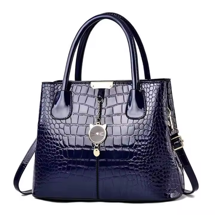 Bolso de cuero brillante, moderno y elegante, con patrón de piedra, bandolera de hombro de gran capacidad para mujer, mochila de lujo de alta gama - 1