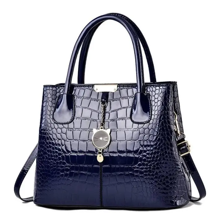 Bolso de cuero brillante, moderno y elegante, con patrón de piedra, bandolera de hombro de gran capacidad para mujer, mochila de lujo de alta gama - 1