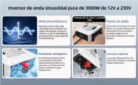 Inversor de Onda Senoidal Puro 12V a 230V 3000W 6000W Convertidor de Voltaje Solar Caravana - details 5