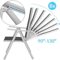 2X Sillas de Jardín Plegables Antracita Asiento Ligero Aluminio Silla Reclinable 8 Posiciones hasta 120Kg - details 12