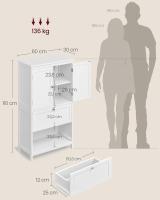 Mueble de Baño, Armario de Baño, Armario de Cocina, Armario Almacenaje con 4 Puertas, Estantes Regulables, 30 x 60 x 110 cm, Blanco - details 15