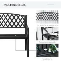 Banco de Jardín de 2 Plazas Resalto Decorativo y Soporte de Brazo para Balcón Patio Exterior - details 4