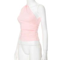 Camiseta sin mangas con espalda descubierta y un solo hombro, color caramelo, Ustada, sexy, sin cuello, casual - details 29