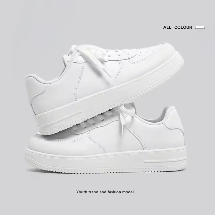 Zapatos de tablero de primavera para hombres y mujeres, con suela gruesa y zapatos blancos altos - 1