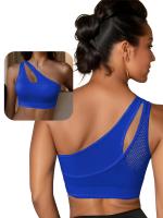 Sujetador Deportivo Cómodo para Mujer con Almohadillas Extraíbles - Sin Aros, Diseño de Un Hombro, Detalle de Malla Transpirable, Mezcla de Nylon y Elastano - details 0