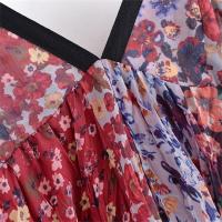 Vestido largo estilo vacacional holgado con estampado floral de verano 2025 con cuello en V y tirantes, nueva ropa de mujer. - details 1