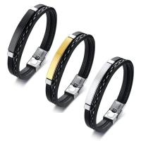 2025 Pulsera tejida de cuero para hombre, brazalete de acero inoxidable con contraste de Color de ocio - details 1