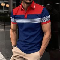 Nueva camisa POLO informal para hombre, botón con cuello en V, camiseta versátil a rayas de negocios, top - details 11
