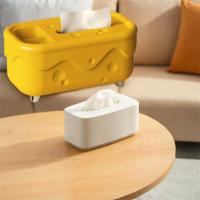 Caja de pañuelos de queso Kawaii creativa, soporte de plástico elegante para pañuelos, caja de almacenamiento de papel con acabado brillante para oficina - details 6