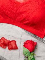 Sujetador Inalámbrico de Novedad para Mujer, Detalle de Encaje Semitransparente, Poliéster y Elastano, Lavable a Mano - Color Sólido - details 2