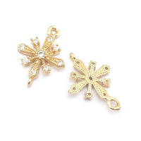 Abalorios de latón y circonita de Color dorado de 18K con 2 agujeros, abalorios de conexión de copos de nieve y flores, accesorios para pendientes para hacer joyas Diy de alta calidad - details 5