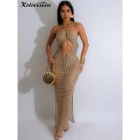 Vestido de Playa de Punto con Cordones de Verano Vestido Maxi de Crochet Metálico para Mujeres - details 9