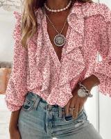 Tops cortos de verano y otoño, camisas, canalé y botones para mujer, camisa informal de manga larga con cuello en V para adultos - details 5