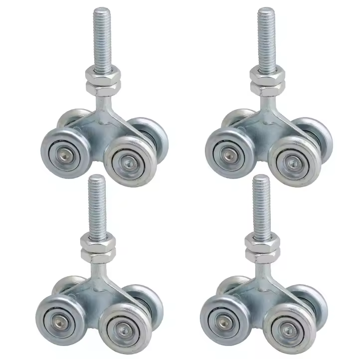 4x rodillos de pista deslizante para colgar puerta de granero, rueda de carro H4-3 plateada - 1