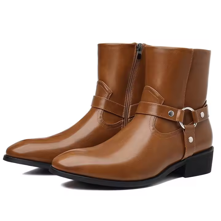 Botas con cremallera lateral de cabeza retro británica - 1
