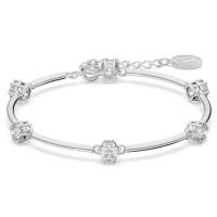Swaroski-brazalete de piedra redonda transparente para mujer, de Plata de Ley 925, pulsera de cristal transparente CZ, regalo de joyería ajustable para mujer de 17-20cm ﻿ - details 0