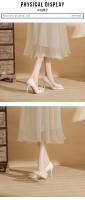 Nuevos tacones altos de las mujeres stiletto moda francesa temperamento boda novia zapatos de las mujeres blanco solo zapatos - details 4