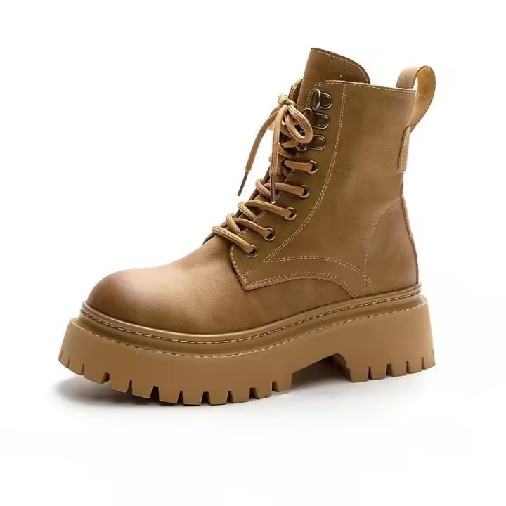 Nuevas botas cortas explosivas de estilo británico, botas retro de locomotora con suela gruesa interior que aumenta la altura - 1