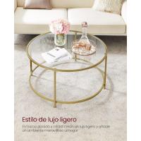 Mesa de Cristal con Marco de Acero, Mesa de Salón, Mesa de Café, Dorado - details 4