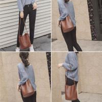 Bolso de hombro Vintage de gran capacidad para mujer, bolso cruzado informal de cuero PU, Color sólido, bolso de compras con asas - details 14