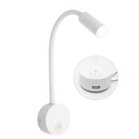 Luz de lectura de montaje en pared con puerto de carga USB, interruptor de mesita de noche LED, lámpara de pared con cuello de cisne Flexible, negro, plateado, blanco, 4000K, 3W - details 5
