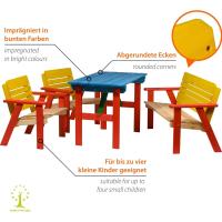 Asiento para niños fijado para Cuatro niños, como Conjunto de Estar con Mesa de Picnic o en el Casino, la Madera fsc, 90 x 85 x 45 cm, Colorido - details 12