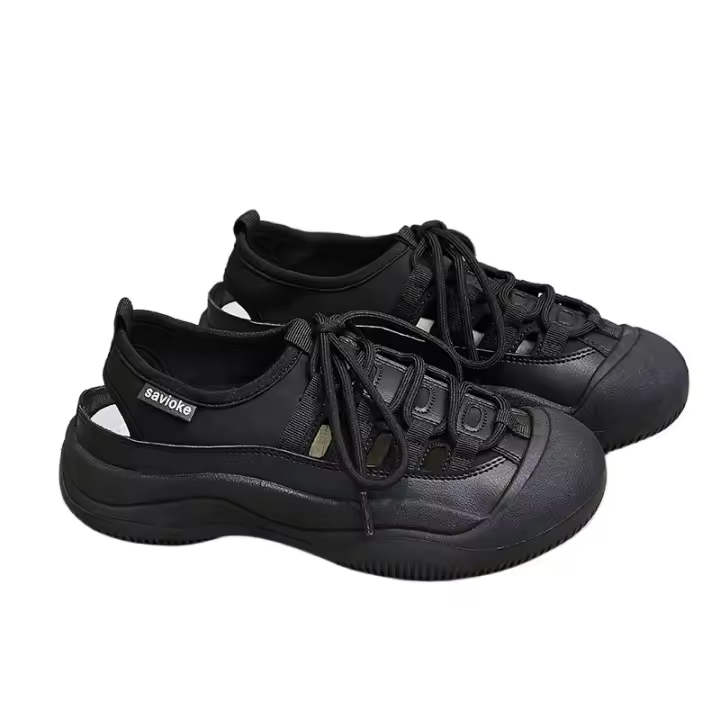 Zapatos de lona huecos para mujer, verano 2025, nuevos zapatos blancos planos para estudiantes, transpirables, de medio dedo. - 1