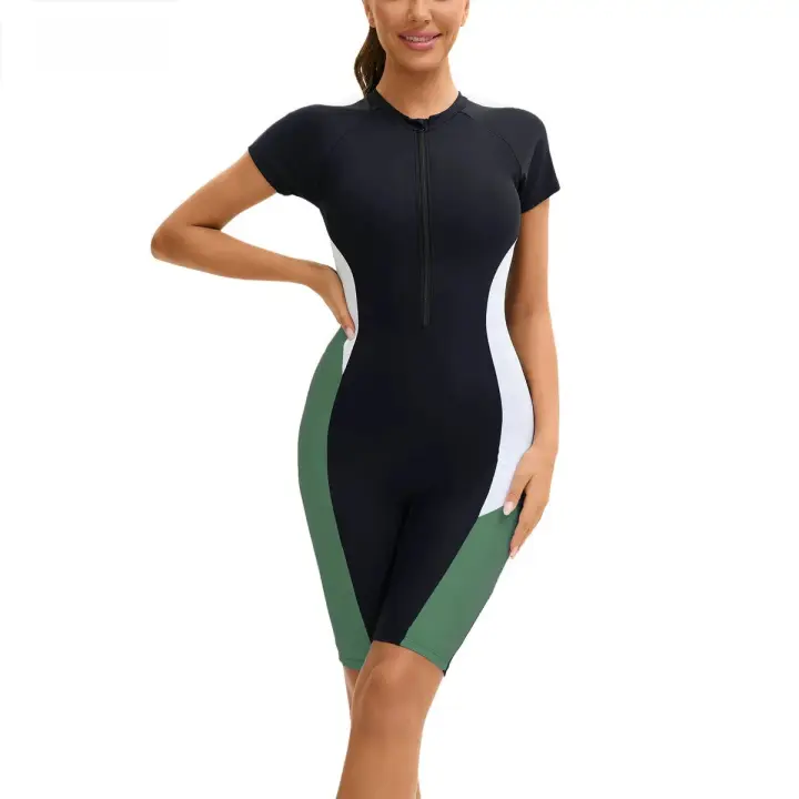 Rash Guard Traje de baño de una pieza de manga corta con protección UV UPF 50+ para mujer - 1