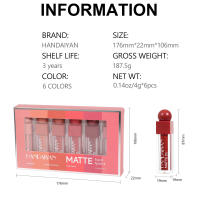 Set de Labial de Gloss de Tubo Cuadrado Lápiz Labial Mate 6 Piezas Duradero Impermeable - details 1