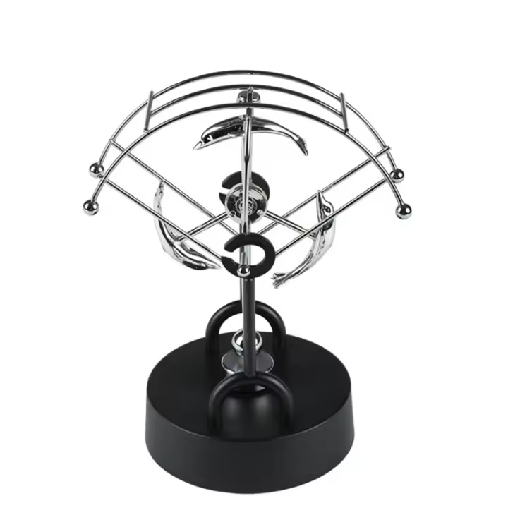 Adornos de oficina de hierro forjado en forma de delfín, instrumento giratorio de movimiento perpetuo, manualidades - 1