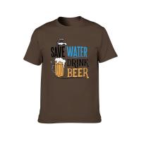 Camiseta Casual para Hombres con Estampado de Patrón Diseño 'Ahorra Agua y Bebida de Cerveza' - details 2