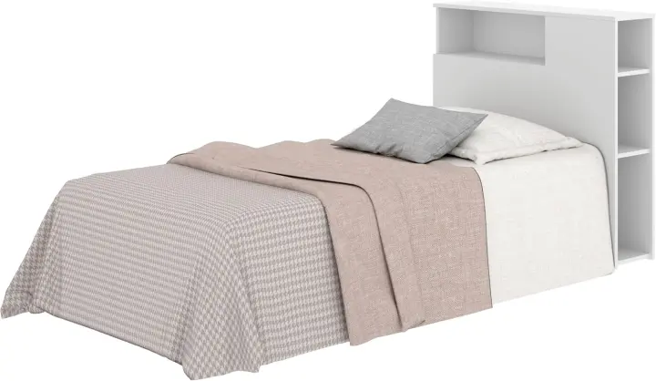 Cabecero con estantes para cama de 90 - BLANCO - 96 x 23,4 x 99 - 1