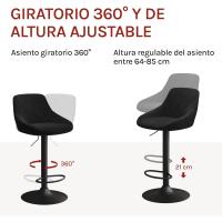 Taburetes Alto Cocina Regulable en Altura Taburete Giratorio Sillas Bar Taburete de Escritorio Negro BH219sz-2 - details 3