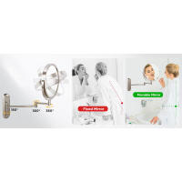 Ampliación montada en la pared 15x para pared, espejo de maquillaje de 8,5 pulgadas con 3 colores de doble cara 360 °   Baño Extensible Giratorio - details 4
