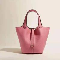 Bolso de mano a la moda para mujer, bolso Togo de gran capacidad, capa de cabeza de cuero de vaca, forma de cubo de agua, mochila de lujo de alta gama, novedad de 2024 - details 12