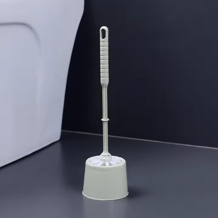Cepillo De Limpieza Para Inodoro Con Base Set De Hogar Cepillo De Plástico Con Cabeza Redonda Y Mango Largo Evita Esquinas Muertas - 1