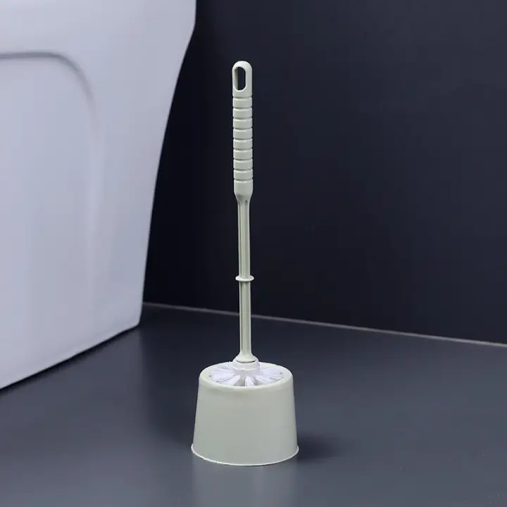 Cepillo De Limpieza Para Inodoro Con Base Set De Hogar Cepillo De Plástico Con Cabeza Redonda Y Mango Largo Evita Esquinas Muertas - 1