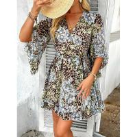 Vestido fluido sin tirantes con estampado floral bohemio para mujer, verano 2025 - details 43