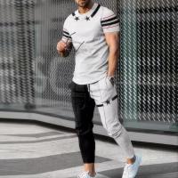Conjunto deportivo de 2 piezas para hombre, traje de jogging con estampado 3D, moda de verano, nuevo estilo, camiseta de manga corta con sonrisa divertida y pantalón - details 1