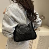 Bolso de hombro tejido de Color sólido a la moda, bolso de cuero Pu con hebilla, bolso pequeño de media luna, bolso de viaje para axila - details 14