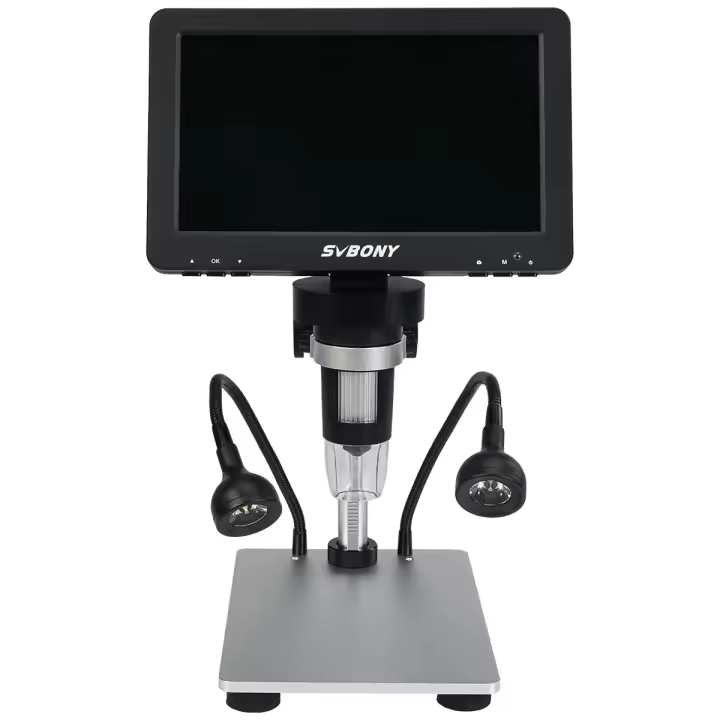 Svbony SV604 microscopio para inspección de PCB y visualización de especímenes de insectos, pantalla LCD de 7 pulgadas, con cámara remota por cable, grabadora de video y pantalla HD de 1200x. - 1