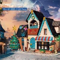 Christmas Gifts Kids Bricks Block Street House View Light of Star Hut Building Blocks Sets Boys and Girls Puzzle Assembling Toys - details 2