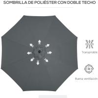 Parasol de Jardín con Manivela Ø295x250 cm Inclinable y Desmontable de Metal para Balcón, Piscina, Patio - details 34