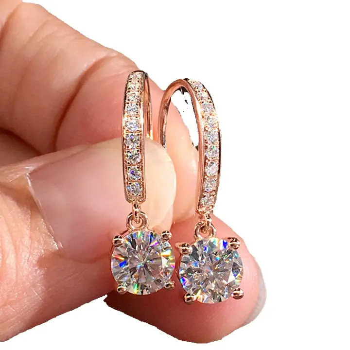 Pendientes colgantes decorados con diamantes de imitación (1 par), joyería elegante para mujer para fiesta, decoración de ropa diaria, regalos de joyería para fiesta de aniversario de compromiso de boda - 1