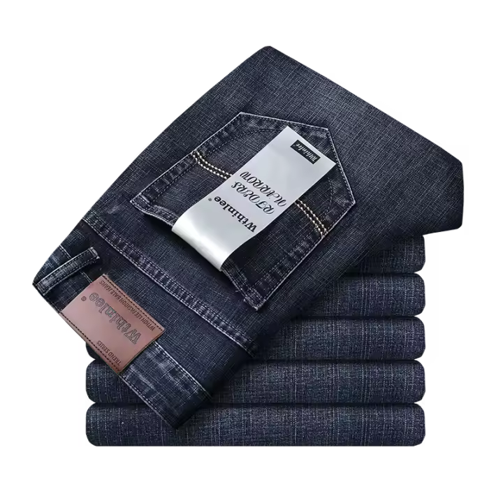 Vaqueros elásticos informales de pierna recta para hombre, pantalones vaqueros de trabajo azules y negros, modernos y clásicos, ropa de marca para hombre - 1